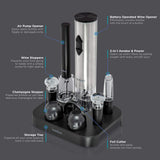 Ivation 9-Piece Wine Set | Electric Opener, Air Pump, Pourer with Aerator, Wine and Champagne Stoppers, Foil Cutter, and Stand.
