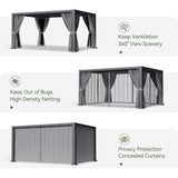 Aoxun Louvered Pergola 12' x16' Full-Aluminum Outdoor Gazebo, Gray