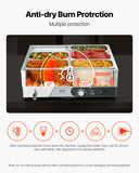VEVOR Commercial Food Warmer, 1500W Electric Stainless Steel Steam Food Warming with Lid, Fast Heating Countertop Buffet Bain Marie with Six 1/3 Size Food Pans, for Catering, Restaurant and Party