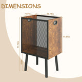 Office Garbage Can, Iron and Wood Office Trash Can with Legs, 4.5 Gallon Rectangular Design Wastebasket with Handle, Industrial Style Trash Can for Bathroom, Laundry Room, Kitchen, Office, Dorm