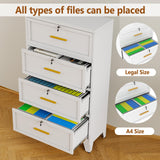4 Drawer Steel Wide Filing Organization Storage Cabinets for Legal/Letter/A4/F4 Size with Hanging Files&Key