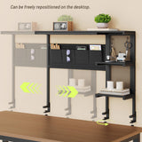 STHYTON Clamp On Desk Shelf, Metal & Wooden Desktop Bookshelf & Heavy Duty Desktop Organizer, Desk Accessories,38.3" W x 33" H (Black) 999BKSSJ197