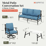 MIXPATIO 4-Piece Wrought Iron Patio Conversation Set, Swivel Chairs