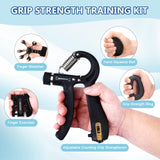 10 PCS Grip Strength Trainer Kit, Hand Gripper Strengthener, Forearm Strengthener, Finger Strengthener, Finger Exerciser, Stress Relief Ball,Forearm Workout Ring for Muscle Building and Injury Recover Navona