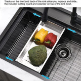 33 Inch Drop In Kitchen Sink Black - VOKIM33 x22 Inch To pmount sink Workstation Splash Guard Stainless Steel 16 Gauge 10'' Deep Single Bowl Sink with Cutting Board & Strainer