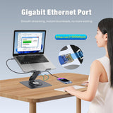 Adjustable Laptop Stand for Desk with Docking Station 11-in-1, Aluminum Laptop Riser with USB Hub