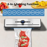 Vacuum Sealer, 70KPA Powerful Pro Food Saver Vacuum Sealer Machine, Full Automatic with Double Heat Seal, Liquid, Wet, Dry Modes with External Vacuum System, Built in Cutter & 15 Vacuum Bags