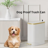 Small Bathroom Trash Can with Lid Soft Close, Step Pedal, 2.6 Gal Stainless Steel Garbage Can with Removable Inner Bucket