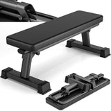 BODY RHYTHM Semi-Commercial Foldable Flat Bench for Multi-Purpose Weight Training and Ab Workout, Flat Weight Workout Exercise Bench with 1000lb Weight Capacity for Strength Training Bench Press, Suitable for Home and Gym. BODY RHYTHM