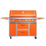 RENDGO NG 4 Cast Burners Outdoor Kitchen Grill Island, 99,000 BTU, Orange Painting