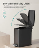 Bathroom Trash Can, 1.3 Gallon (5 L) Small Trash Bin with Lid, Slim for Small Spaces