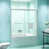 LOHCEH Shower Door Double Sliding,56-60.in Wx60 in.H Semi-Frameless Shower Door,1/4 Inch Clear Tempered Shower Glass Doors with Explosion-Proof Film,Brushed Nickel