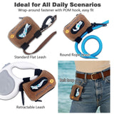 Cute Dog Poop Bag Holder with Hook-and-Loop Attachment, Double Layer Fabric Waste Bag Dispenser for Leashes, Includes Starter Roll for Easy Pet Cleanup (Brown)