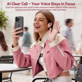 Active Noise Cancelling Ear Buds Wireless Bluetooth Headphones 80H Playtime Display Charging Case 50dB ANC Over Ear Hooks Earbuds with Hi-Res Sound Clear Calls for Sports Running Gym Workout Rose Gold