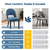 BONBEUR Upholstered Dining Chairs Set of 6, Mid Century Modern Kitchen Chairs with Solid Wood Legs & Linen Fabric Backrest for Dining Room and Farmhouse, Blue