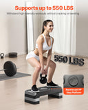 VEVOR Aerobic Exercise Step Platform, 28-Inch Workout Aerobic Stepper, Height Adjustable Fitness Training Step Deck Trainer with 4 Risers, Non-Slip Surface Bench for Home Gym Cardio Strength, Gray