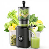 KMFurnila Slow Masticating Juicer Machines, Cold Press Juicer with Safety Lock & Reverse Function, 4.25" Feed Chute for Whole Fruits & Vegetables, High Juice Yield, Black