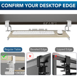 AX WABER Keyboard Tray Under Desk Pull Out with Extra Sturdy C Clamp Mount System, 27.3 (32.5 inch Including Clamps) x 11 Inch Slide-Out Platform Computer Drawer for Typing Grain