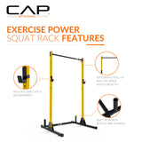 CAP Barbell Power Rack with Pull Up Bar & Attachments - Squat Rack & Strength Training Power Cage for Home Gym - Yellow