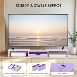 OPNICE Desk Organizers and Accessories, Dual Monitor Stand Riser with Drawer and 2 Pen Holders, Desk Shelf Computer Racks & Printer Stand for Office Workspace Organizers, Desktop Organization (Purple)
