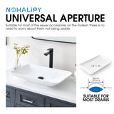 NOHALIPY 24*15 Inch Glossy White Modern Art Countertop Bathroom Vessel Sink, Decorative-Functional Ceramics Rectangle Vessel Sinks, Elegant Above Counter Large Washbasin Bowl for Bathroom Vanity, RVs