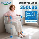 Loyoda Toilet Safety Rails with Big Non-Slip Foot Pads, Adjustable Width & Height Toilet Safety Frame, 350 LBS, Toilet Handles for Elderly and Disabled