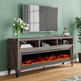 LUXOAK 65" Farmhouse TV Stand with 60" Electric Fireplace for TVs up to 75"