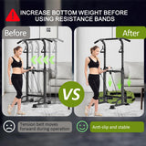 Trlakepreble Power Tower Pull Up Bar,Pull-Up Rack Dip Station,Height Adjustable Multi-functional Home Strength Training Gym Equipment, Save Space,People Below 6 feet (Black)