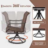 MELLCOM Patio Wicker Swivel Chair Set of 4, Heavy Duty Outdoor Dining Chair with 23.5'' High Back, Extra-Large Water-Fall Seat, Rattan Porch Seating Gentle Rocker for Outside, Backyard, Garden