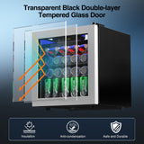 Kismile 50 Can Beverage Refrigerator Cooler 1.3 Cu.Ft Mini Fridge for 12 Bottle, Drink Fridge with Quiet Compressor, LED Light,Silver