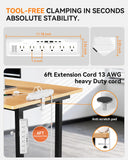 Desk Clamp Power Strip Surge Protector with 1800J, 6 Ft Mount Power Strip 6 Outlets and 6 USB (Any C Port 35W) for Laptop, Home Office Dorm, Fits 1.96" Table Edge