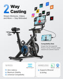 MERACH Exercise Bike, Brake Pad Stationary Bike with Exclusive App, Low Noise Indoor Cycling Bike with 270lbs Capacity, Tablet Mount and Fitness Courses for Weight Loss-Orange