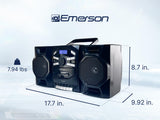 Emerson Portable CD Player Boombox with Cassette Player, Tape Recorder, AM/FM Radio, MP3 AUX Input, Detachable Speakers, AC/DC & Battery Operated – Stereo System for Home, Travel, Indoor & Outdoor Use