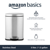 Amazon Basics Smudge Resistant Rectangular Trash Can with Soft-Close Lid, Foot Pedal