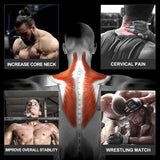 WKWE Neck Harness for Increases Neck Core Strength - Neck Exerciser with 30" Heavy Duty Steel Chain for Safely Lifting Weights Up to 280 lbs, Adjustable Head with Nylon Tether and 2 Carabiners WKWE