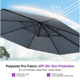 PURPLE LEAF Patio Outdoor Umbrella 11 Feet Round for Pool Light Grey
