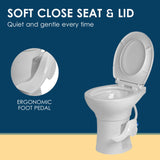 Voyager Plus Universal Residential Height RV Toilet with Porcelain Bowl FREEZABLE Water Valve | RV Winterization | Ideal for Outdoor and Winter Use