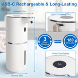 Automatic Soap Dispenser, Hand Soap Dispenser 12.8oz/380ml Smart Rechargeable, Liquid Touchless Soap Dispensers with 6-Level, Wall Mounted or Countertop Dish Soap Dispensing for Bathroom & Kitchen