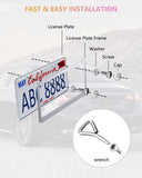 GNSZSN License Plate Frames - 2 Packs Stainless Steel Universal Car Tag Frame for Front and Rear Number Holder with Screws & Chrome Caps