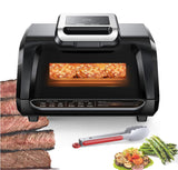 Indoor Grill And Air Fryer Combo 7-In-1 Fast And Evenly Heated 4QT Noiseless Smokeless & fatless, Transparent Window Air Fryer 1750W Electric Air Fryer
