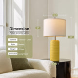 PoKat 23" Yellow Table Lamps Set of 2, Modern Living Room End Table Lamps Decor, Ceramic Lamps for Living Room, Contemporary Nightstand Lamps for Side Console Table Hallway Gift