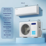 DELLA Vario Series Mini Split Air Conditioner Works with Alexa,9000 BTU,Cools up to 400 Sq.Ft,19 SEER2,Ductless Inverter System,Energy Star,Heat Pump Pre-Charged and 16.4ft Installation Kits
