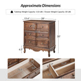 HULALA HOME 3-Drawer Nightstand with Charging Station, Drawer Organizer with Wood Legs, Farmhouse Solid Wood Nightstand Set of 2(Walnut)