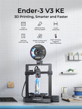 Creality Ender-3 V3 KE 3D Printer, 50Sprite Direct Extruder Supports 300℃ Printing0 mm/s High-Speed Printing with Auto-Leveling, Sprite Direct Extruder Supports 300℃ Printing, Ultra-Smooth and Stable, 220×220×250 mm Print Volume