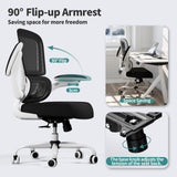 Office Chair - Ergonomic Desk Chair with Adjustable Lumbar Support (White+Black)