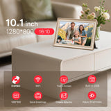 Frameo 10.1 Inch WiFi Digital Picture Frame, 1280x800 HD IPS Touch Screen Photo Frame Electronic, 32GB Storage, Auto-Rotate, Wall Mounted, Share Photos/Videos Instantly from Anywhere - White