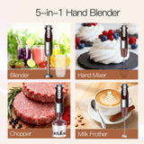 MegaWise 5-in-1 Immersion Hand Blender, Titanium Reinforced Blades (80% Sharper), 12-Speed Powerful Stick Blender with 500ml Chopper, 600ml Beaker, Whisk & Milk Frother for Smoothies, Baby Food & Soup