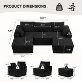 NABUMI 107'' Modular Sectional Sofa, Deep Seat Boneless Couch with Storage