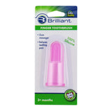 Brilliant Baby Finger Toothbrush - Silicone Gum Massager and Teether Brush for Babies and Toddlers, 3 Months Old and Up, Infant Teeth Cleaning Essentials, Baby Teethers and Toothbrushes Pink, 1 Count
