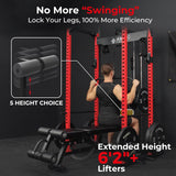 Mikolo F4 2.0 Power Cage with Dual-Track Smooth Pulley System, 1200LBS Power Rack with Leg Hold-Down for Heavy LAT Pulldowns, All-in-One Squat Rack